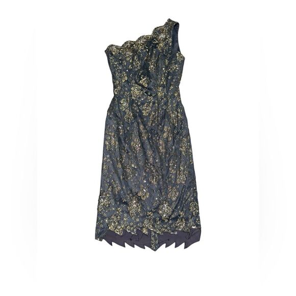 MANDALAY luxury brand One Shoulder Lace sequin beaded embellished Dress Size 4 - Picture 1 of 7